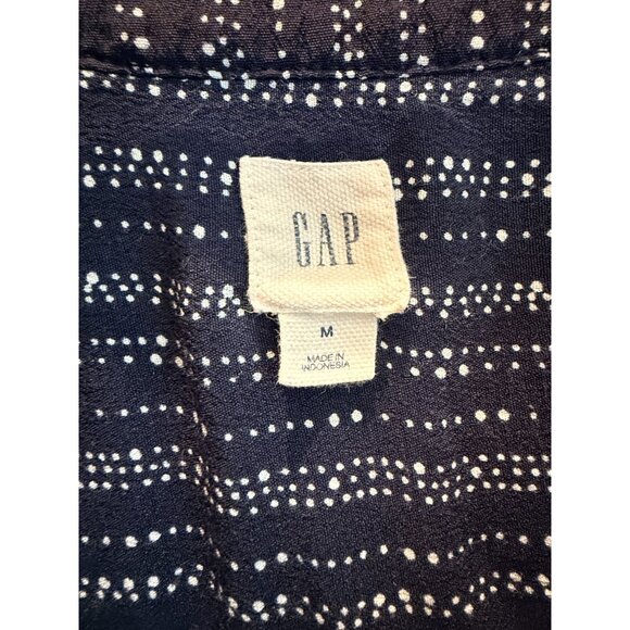 Gap long sleeve blue and white medium dress stretch waist - Picture 3 of 8